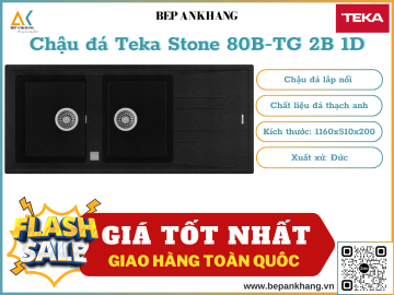 Chậu rửa Teka Stone 80B-TG 2B 1D (Black) - Chất liệu đá Thạch Anh - Xuất xứ Đức